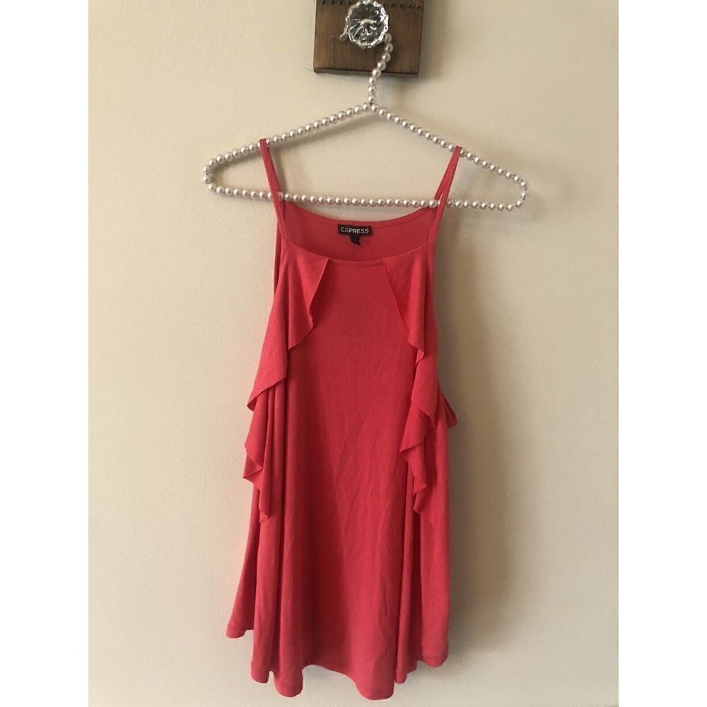 NWT Express Womens Size Small Orange Sleeveless Top Ruffles